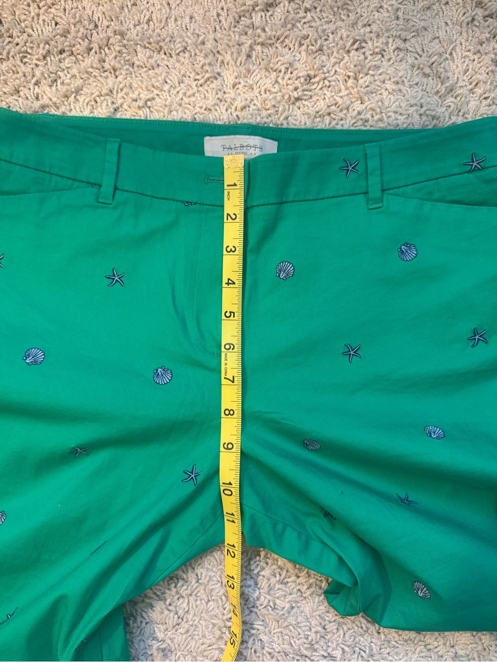 Talbots Green Embroidered Shell Motif Cropped Pants - Picture 7 of 16